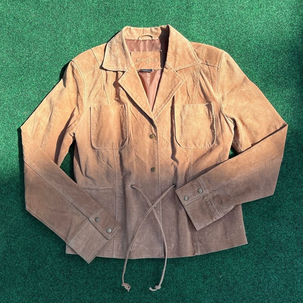Vintage Y2K Me Jane brown genuine suede leather jacket